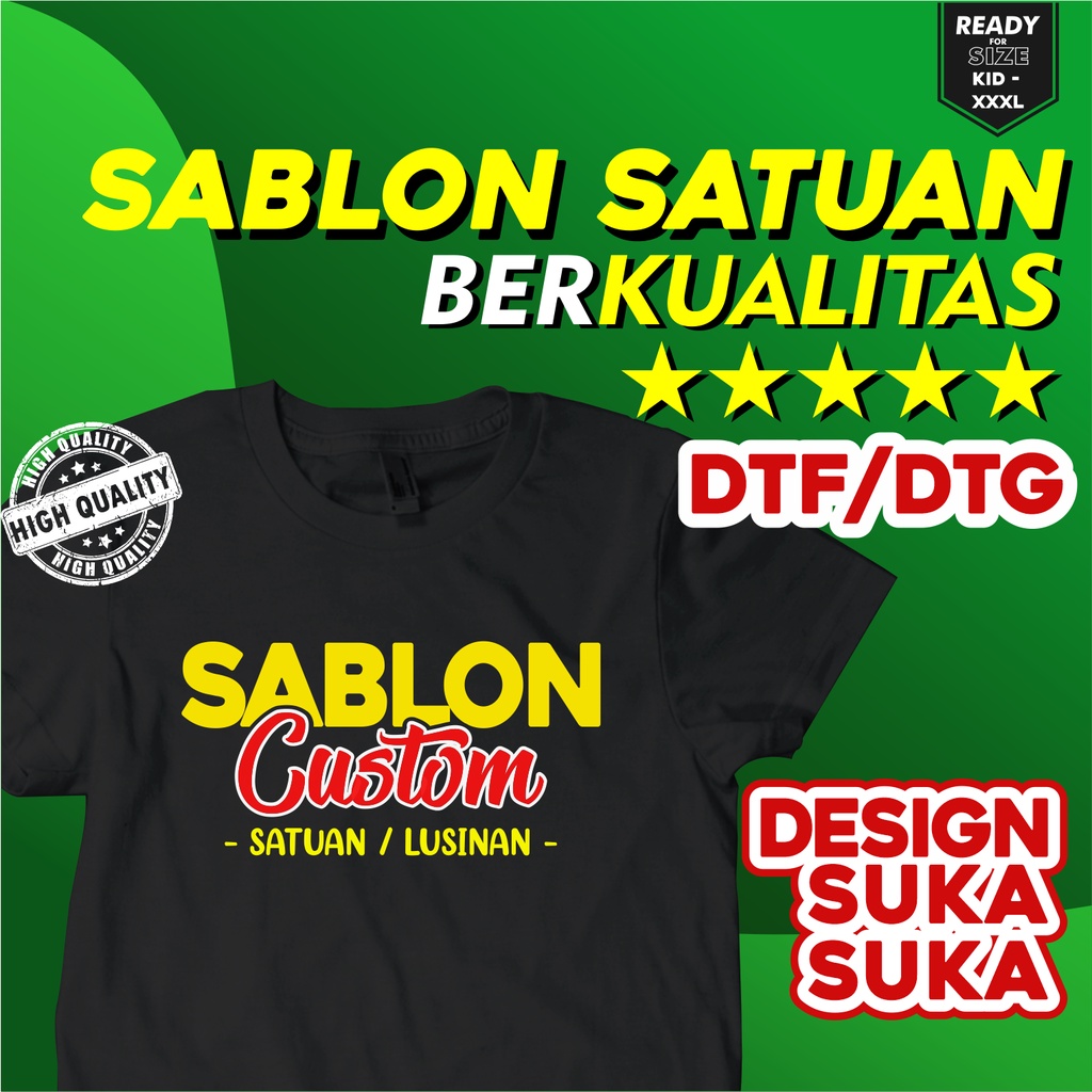 Sablon baju kaos custom sablon satuan DTF & DTG kualitas terbaik (kaos hitam & warna)