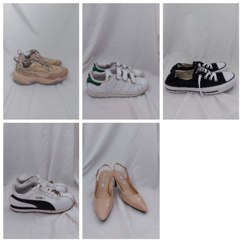 preloved baru new bekas second sepatu heels hak tinggi teplek flatshoes sneakers sandal hak tinggi s
