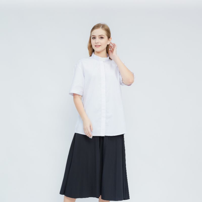 Pendeta Wanita - Kemeja Collar Pendek Polos - Cotton Tropical - Jos Miracle Bandung - Miracle - JMB