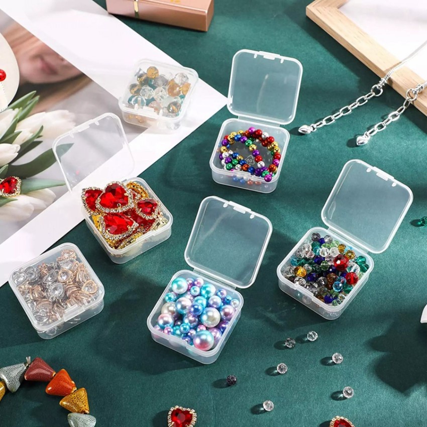 6 Pcs Clear Jewelry Storage Boxes Necklace Organizers Rings Case Earrings Holder Siamese Clamshell Jewelry Container