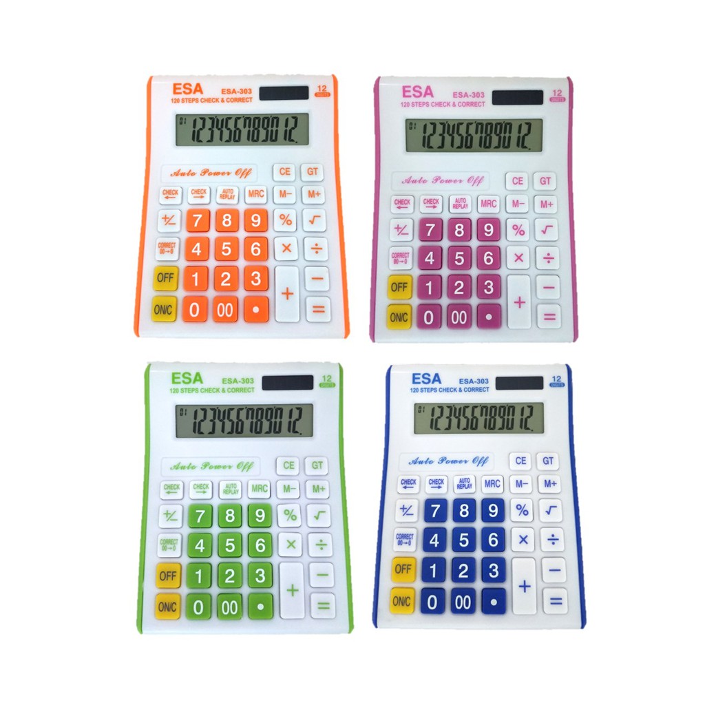

Kalkulator Check Correct 12 Digits Esa 303 Auto Replay Warna Warni Free Baterai