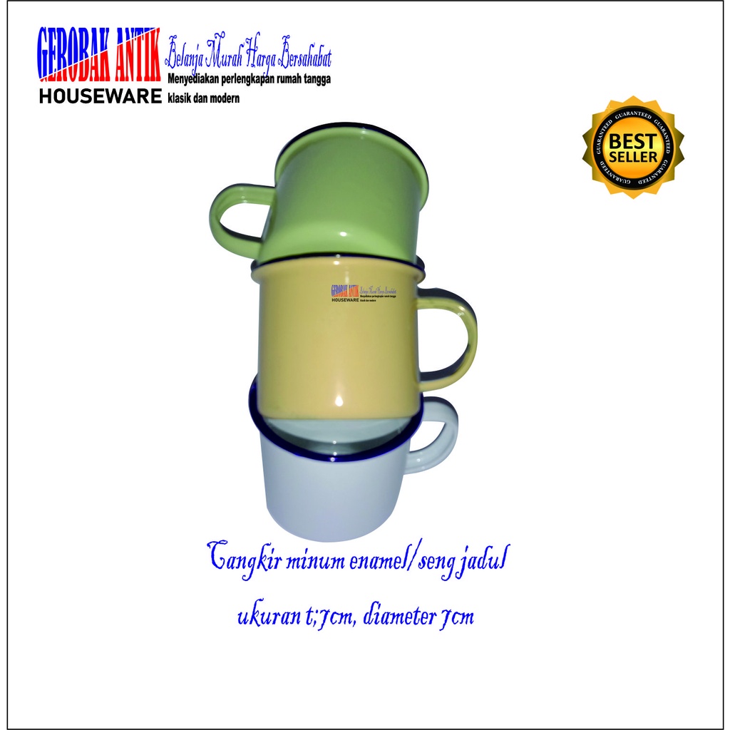 3 PCS CANGIR MINUM - CANGKIR ENAMEL 7CM - CANGKIR KOPI - CANGKIR SENG JADUL - CANGKIR KEREN