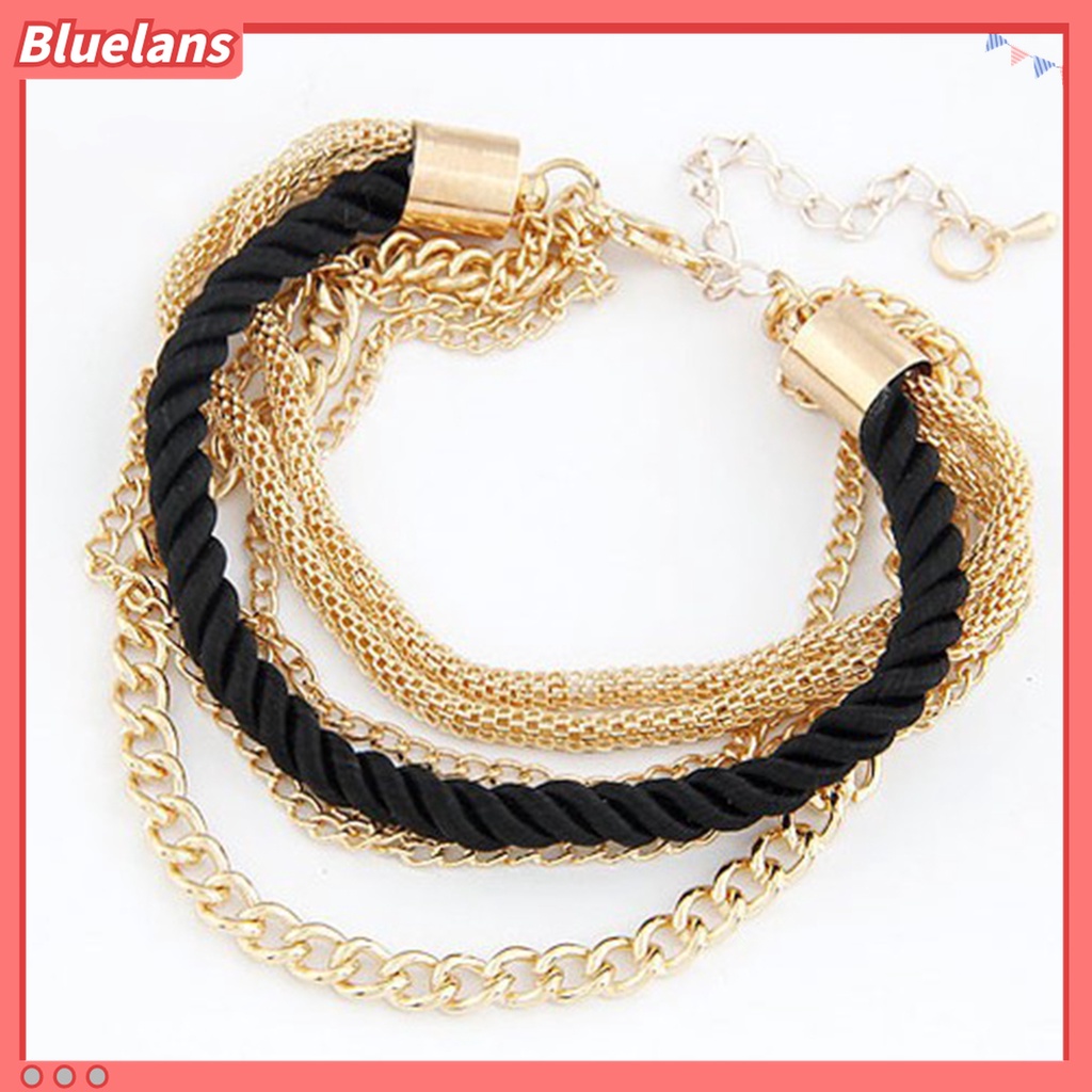 Gelang Rantai Multilayer Adjustable Bahan Alloy Metal Untuk Wanita