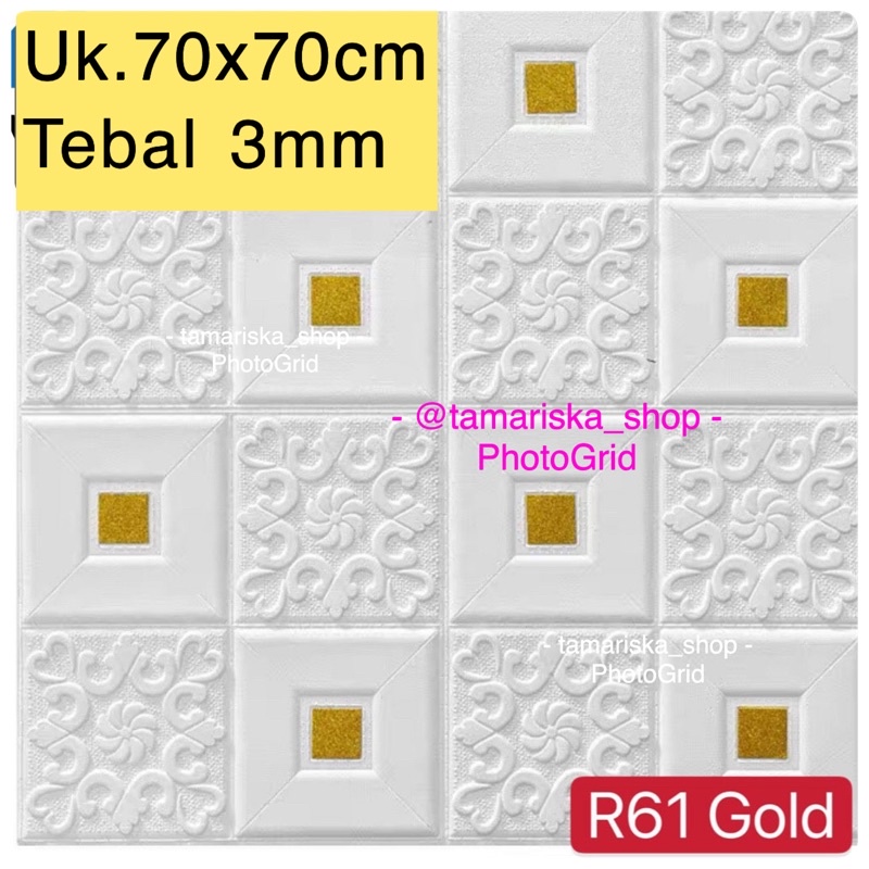 COD FOAM WALLPAPER DINDING 3D / WALL FOAM / BRICK FOAM BATU BATA MURAH-Batik gold 3mm