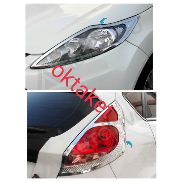 paket garnish lampu depan belakang ford fiesta chrome