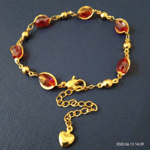 XUPING GELANG TANGAN DEWASA BATU PERMATA MERAH