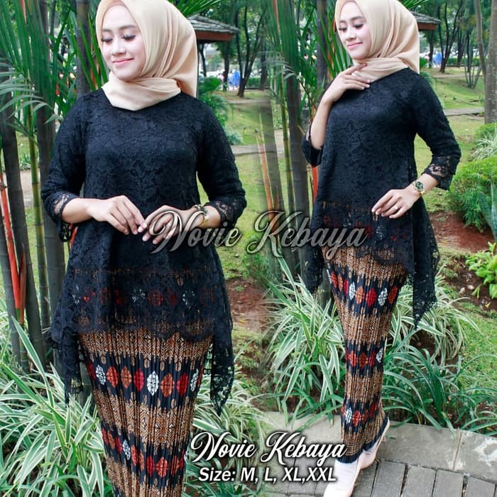 Setelan Kebaya Black Modern Brukat Rinjani Rok Plisket/PAKAIYAN KEKINIAN /BAJU WANITA/BAJU KEBAYA-KEBAYA BROKAT MODERN PESTA KONDANGAN /kebaya modern/kebaya brokat//kebaya modern 2021 kondangan