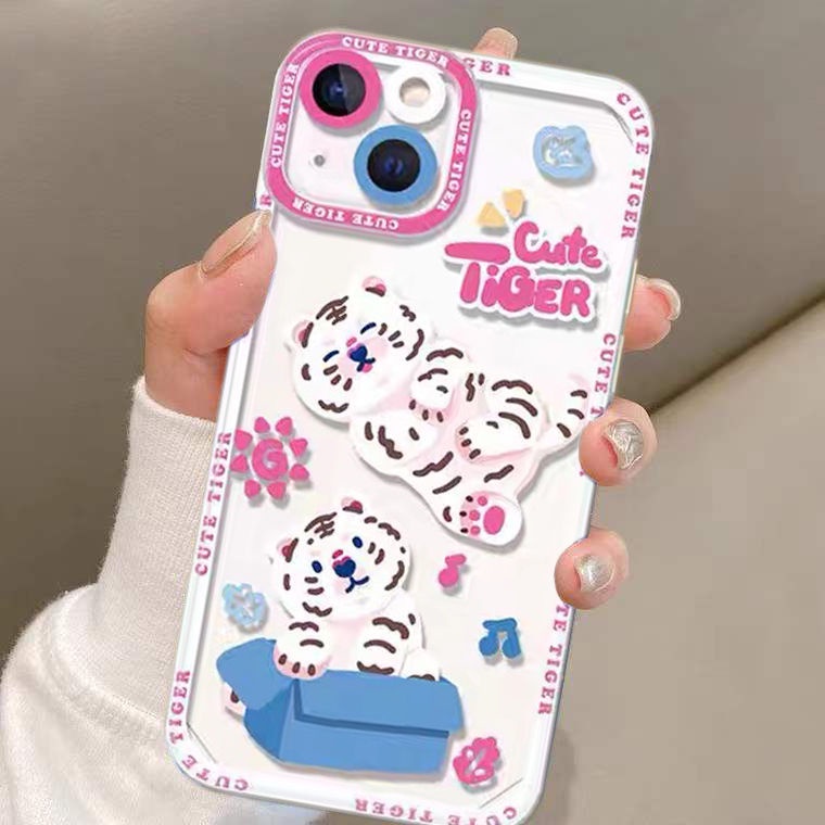 Soft Case TPU Transparan Motif Harimau Untuk Iphone 13 Pro Max / 12 / 11 / XS / XR / X / 8 / 7 / 6 Plus / SE 2020
