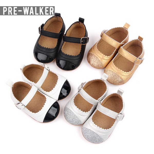 Sepatu Pesta Bayi Perempuan Sol Karet Lembut - Sepatu Prewalker Baby Flatshoes Girl S1230