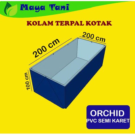 Kolam Terpal Kotak Orchid Dimensi 200cm x 200cm x 100cm