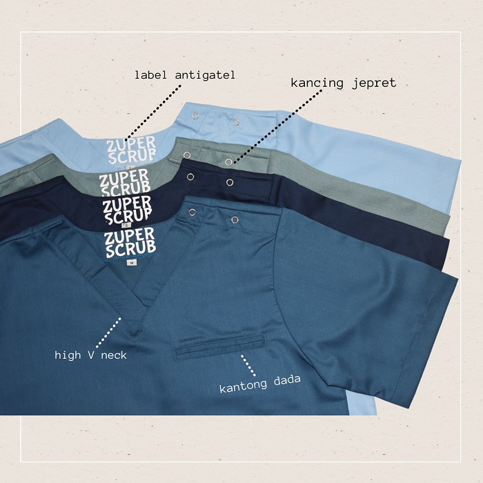baju scrub dokter V NECK LENGAN PENDEK / baju ok / baju perawat / baju tenaga kesehatan