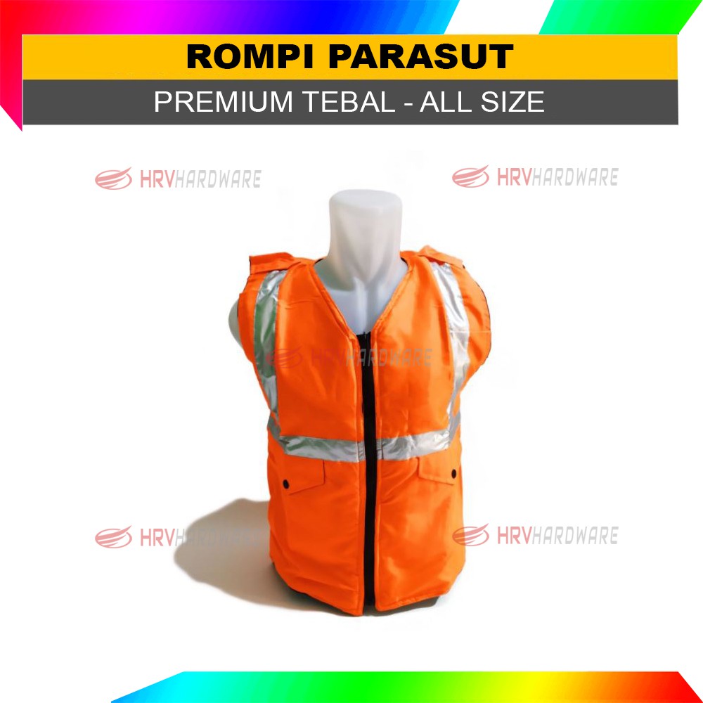 Rompi Parasut Biru-Orange-Hijau-Touring Parkir Security