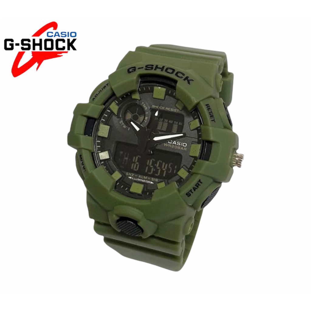 TERLARIS ! Jam Tangan Pria Sport G-Shock Casio GA-700 Strap Rubber Dualtime Anti Air