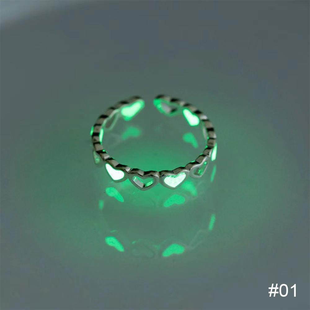 Timekey Cincin Open Ring Adjustable Desain Hati Luminous Untuk Wanita H2O7