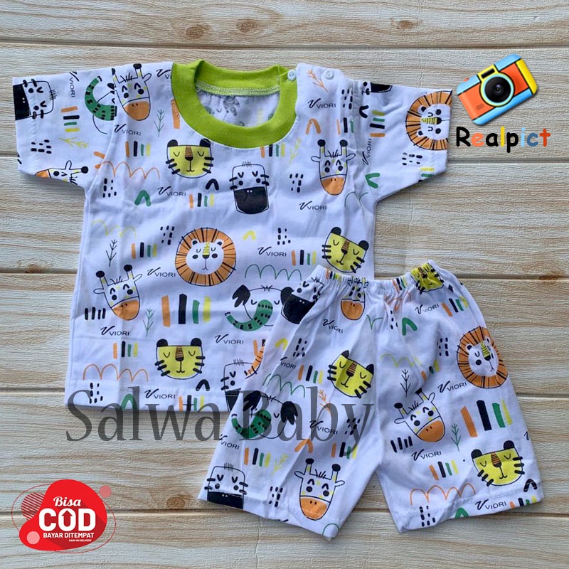 Baju Bayi Setelan Lengan Pendek Kaos Oblong Anak Usia 3-12 Bulan Anababy