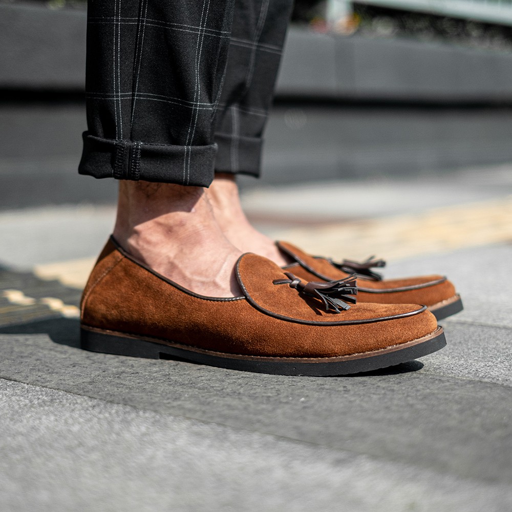 BOSSA BROWN|MNM x GIANT FLAMES| Sepatu Loafers Pria Casual