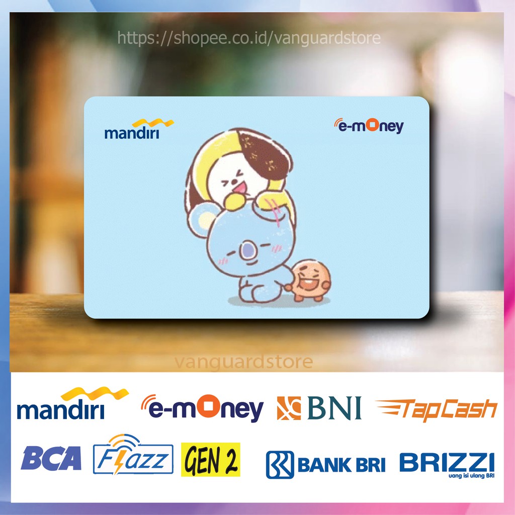 KARTU E MONEY E TOLL BT21 CHIMMY,KOYA,SHOKKY ANIME 29 EMONEY MANDIRI FLAZZ BCA BNI TAPCASH BRIZZI