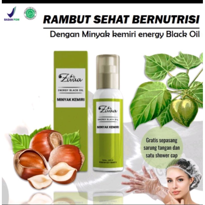 ZIVAA Minyak Kemiri Bakar Murni BPOM-Penumbuh dan Penebal Rambut Bayi, Dewasa, Brewok, Kumis, Jamban
