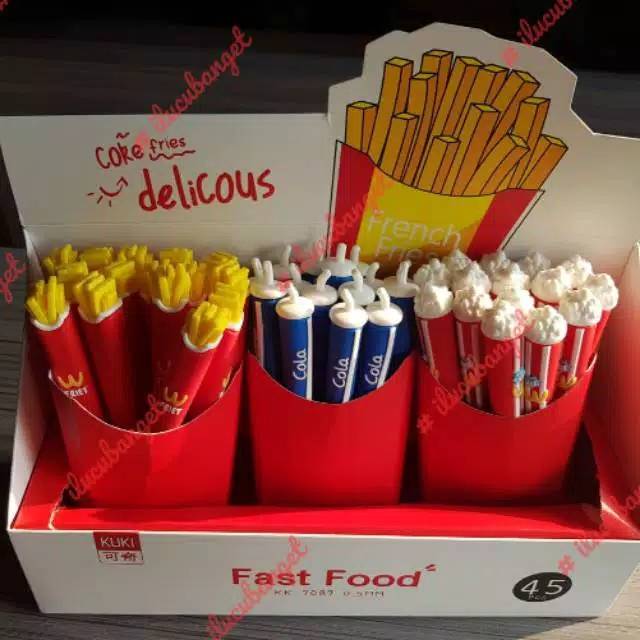 

PEN GEL FAST FOOD SET 3 PCS PULPEN POPCORN PEN KENTANG PEN COKE LUCU ORIGINAL PREMIUM