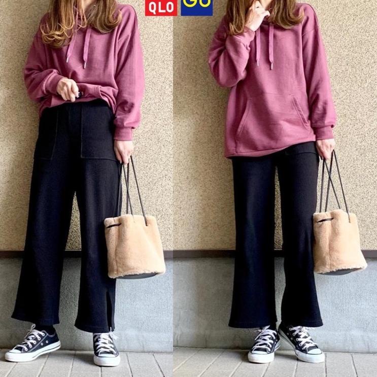 Stok Terbatas Uniqlo Ribbed Wide Pants with Slit