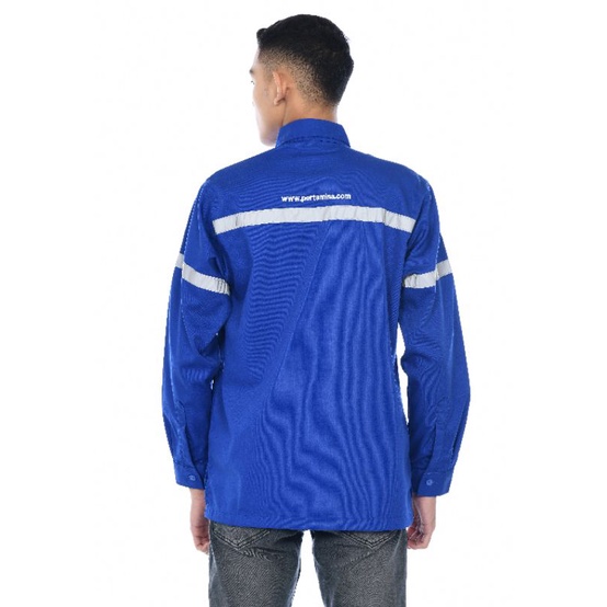 kemeja Kerja Pertamina Murah custom bordir/wearpack atasan Pertamina/baju safety Pertamina panjang