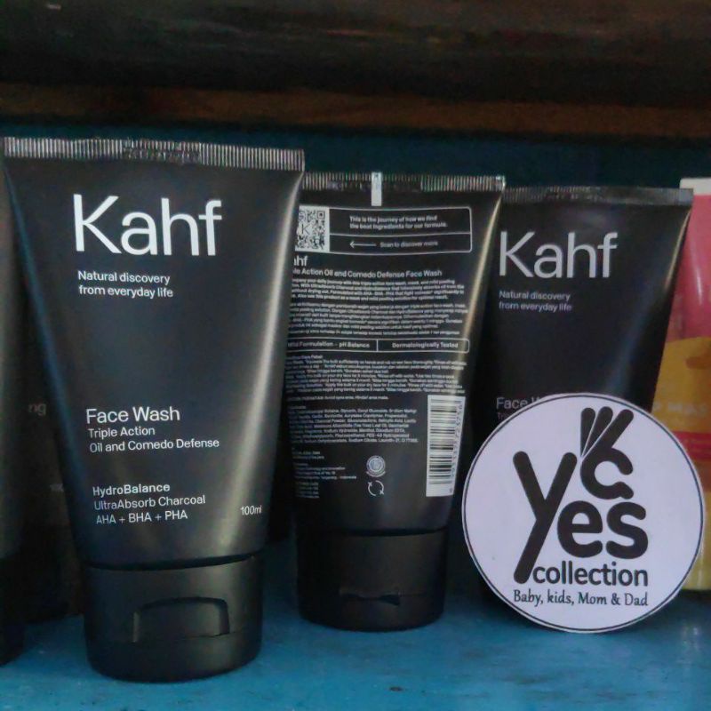 Kahf Face Wash Scrub 100 ml Sabun Cuci Muka Men Cowok Laki Pria Skin Energizing and Brightening Oil Acne Care Gentle Comedo Komedo Charcoal Kaft Kaf Pembersih Wajah Kulit jerawat Berjerawat Normal