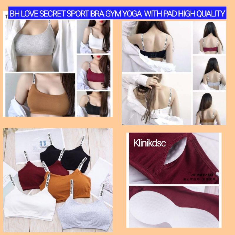 BH LOVE SECRET SPORT BRA GYM YOGA WITH PAD HIGH QUALITY