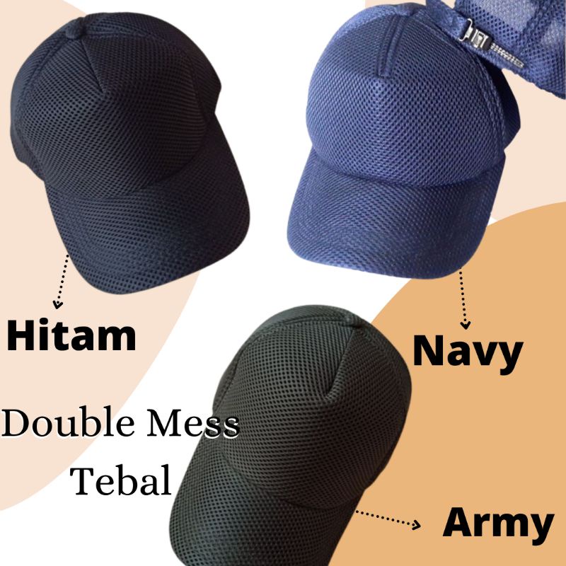 Topi Hitam Polos Full Double Mess Tebal - Topi Komando - Topi TNI TAKTIKAL
