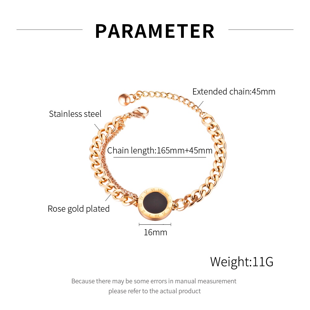 Dalika Gelang Titanium Premium Collection Rantai Bulat Hitam Putih Marmer B**gari Lapis Emas 18K