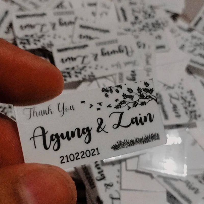 Cetak Stiker Souvenir Transparan Murah - Stiker Souvenir Wedding - Bebas Custom