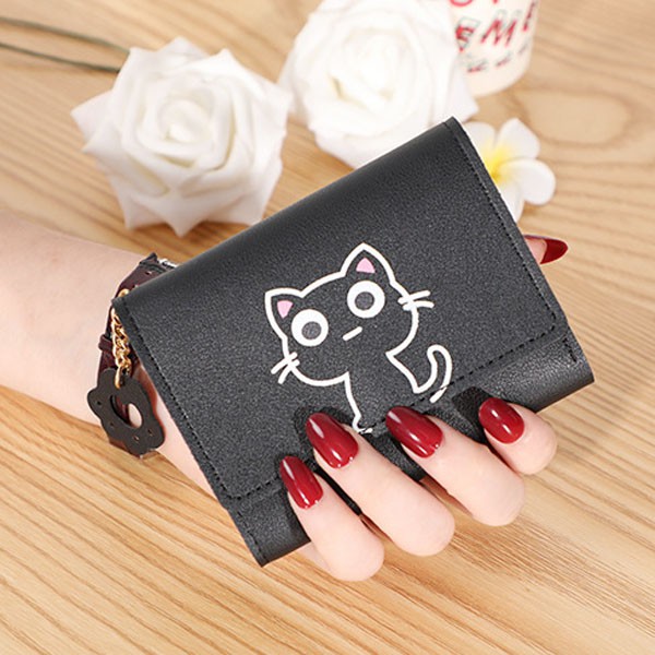 Dompet Lipat Wanita Import Karakter Kucing Lucu Cantik / Dompet Lipat Impor Korea Unik / TV-7