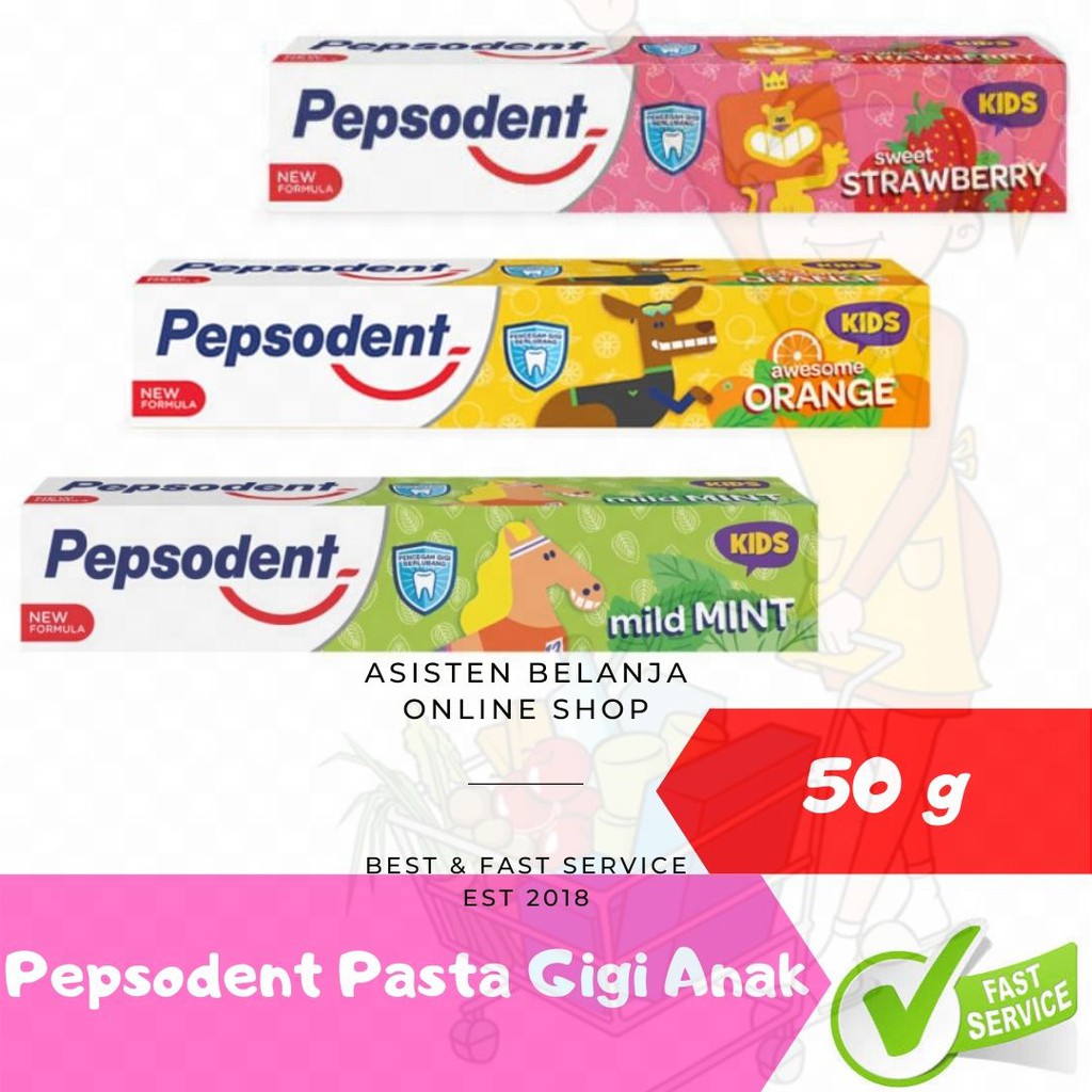 Pepsodent Pasta Gigi Odol Anak 50g 50gram Rasa Mint - Stawberry - Orange Kids Toothpaste