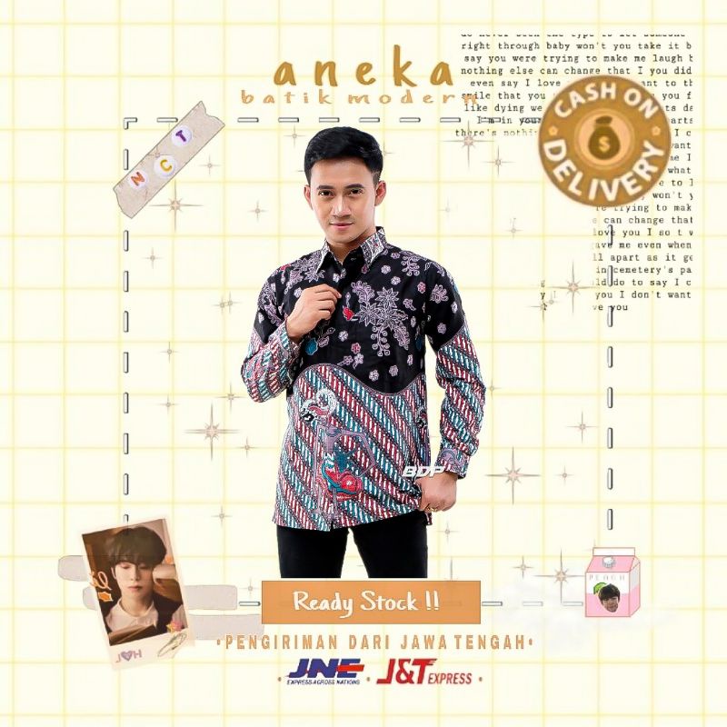ATASAN KEMEJA BATIK PRIA COWOK LENGAN PANJANG M L XL XXL BIG SIZE JUMBO KONDANGAN KERJA KANTOR MOTIF