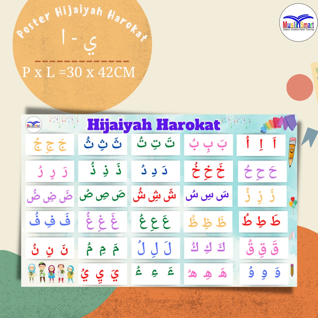 Jual Poster Hijaiyah Harokat Fathahdhommah Dan Kasroh Shopee Indonesia