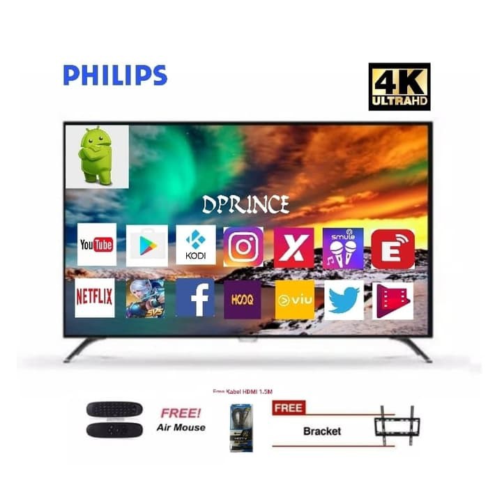 Promo Philips 50PUT6002 4K Smart Android LED TV - Hitam (50 inch ) DVB-T2 Murah Banget