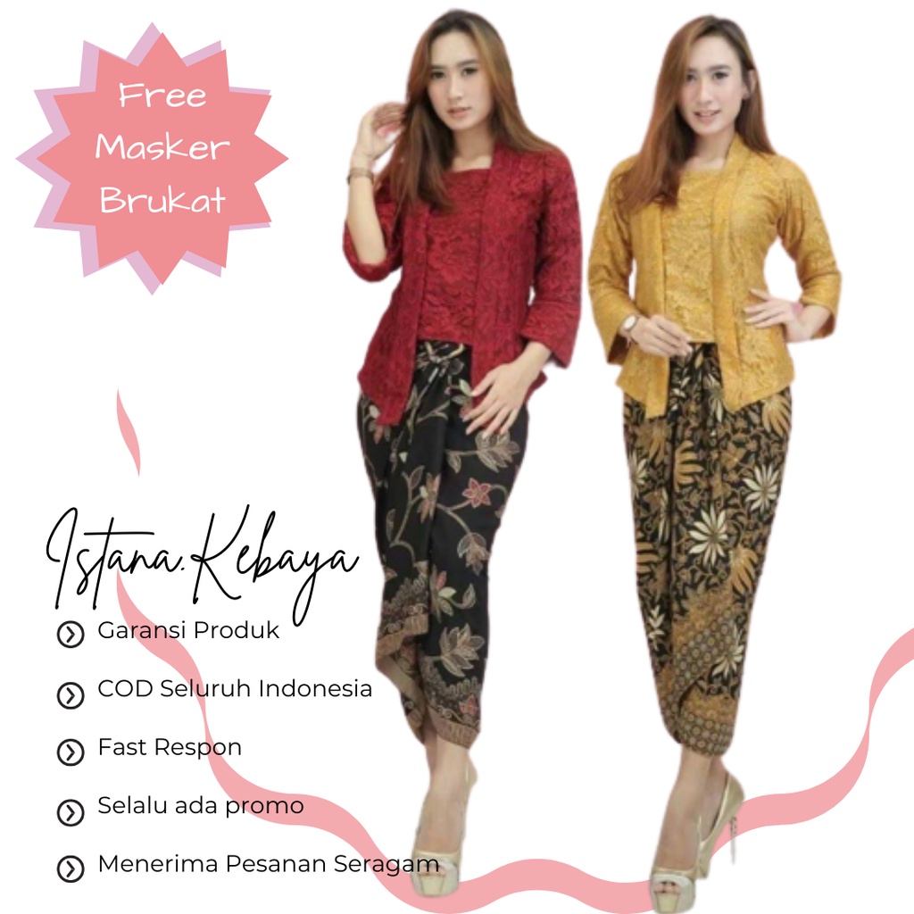 Jual Set Kebaya Kutubaru Setelan Kebaya Moderen Kebaya Brukat Full Furing Kebaya Kekinian 