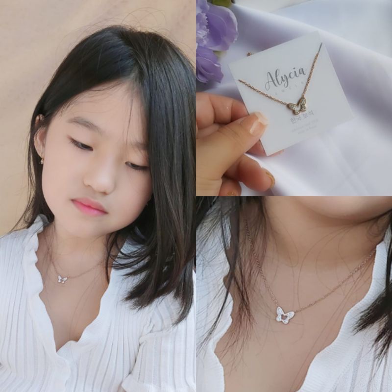 kalung anak kupu kupu titanium anti karat butterfly