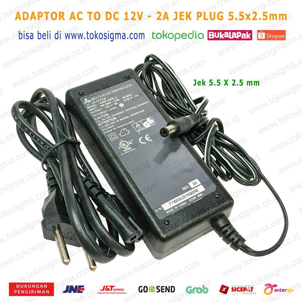ADAPTOR AC to DC 12V 2A JEK plug 5.5 x 2.5 mm - power supply adapter