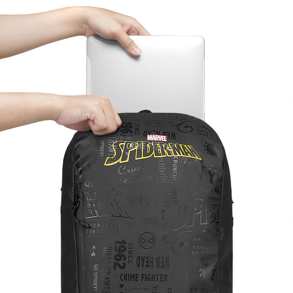 TORCH Depok Spider-Man 1 Yellow Typography Backpack Kazo 19 Liter Black