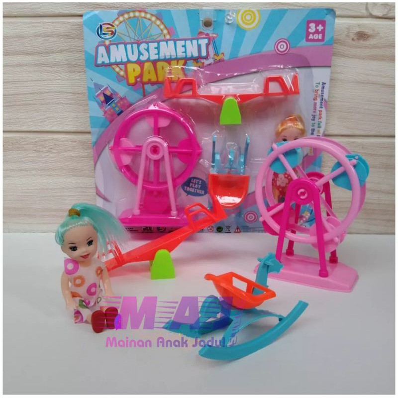 mainan bayi funny bearbiee amusement park / mainan anak edukasi boneka lucu plus ayunan LO4-1