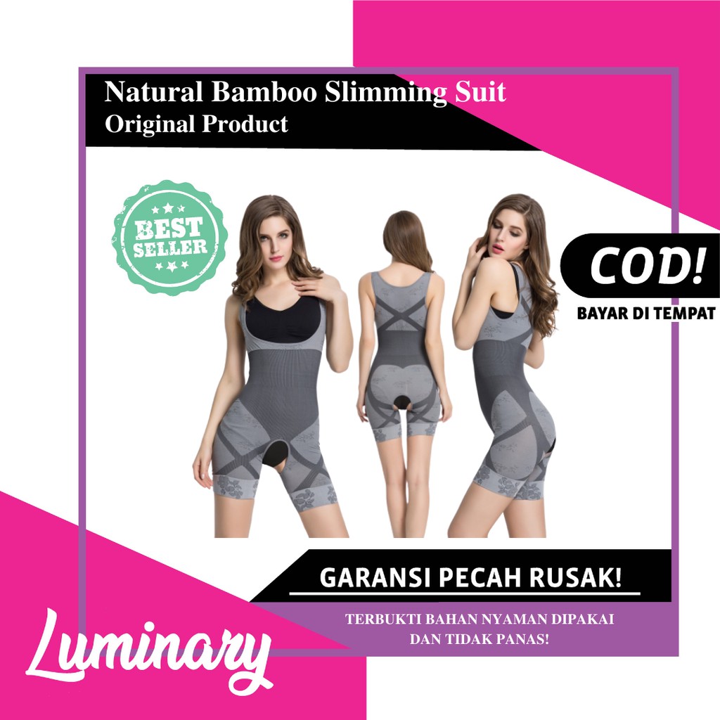 NATURAL BAMBOO SLIMMING SUIT BAJU KORSET PELANGSING PERUT WANITA PENGENCANG PAYUDARA PENGECIL PERUT