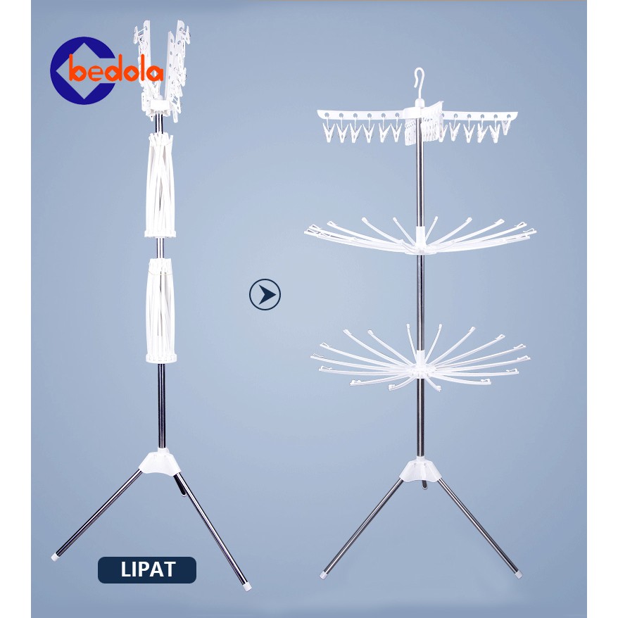 Bedola Rak jemuran baju lipat rak susun handuk foldable hanger