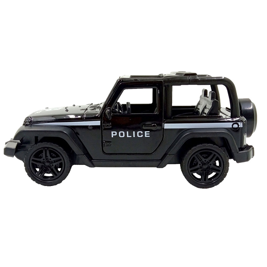 Toy Addict Jeep Wran9ler Rubicon Police Hitam Diecast Mainan Mobil