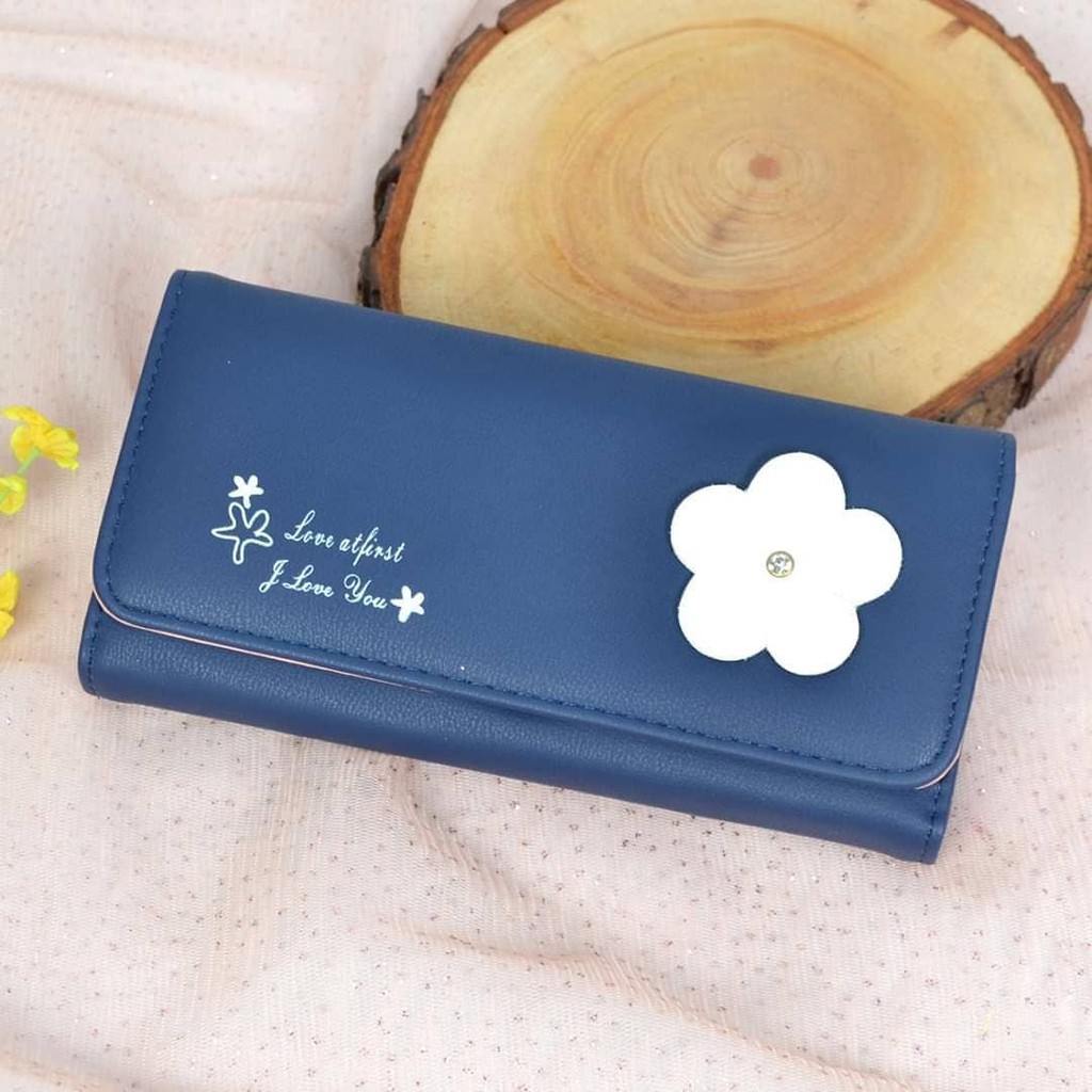 Dompet Lipat Panjang Logo 3D Flower Wanita Import 2306-23