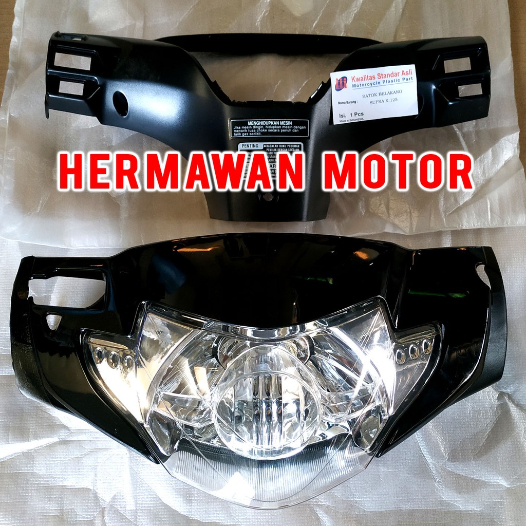 Honda supra x 125-Batok depan belakang dan lampu depan Honda supra x 125 th 2005-2007warna hitam1set
