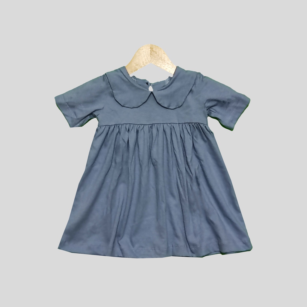 Petitemauree Collar Dress Anak Bayi 6-24 Bulan-cd-Dusty Blue