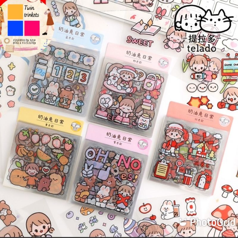 

20 stiker PET telado 2D Cute BUJO waterproof Planner Deco diary Botol Motivasi jurnal