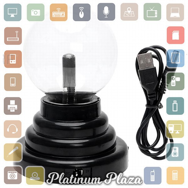 Pajangan Lampu Bola Kristal Plasma Light Sphere - ZC211700 - Black`QFQ5X8-