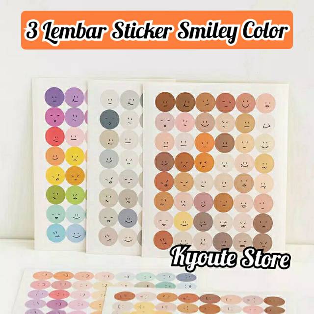 

Sticker 3 Sheets Cute Smiley Color Bulat Scrapbook DIY Bujo Planner Diary HP