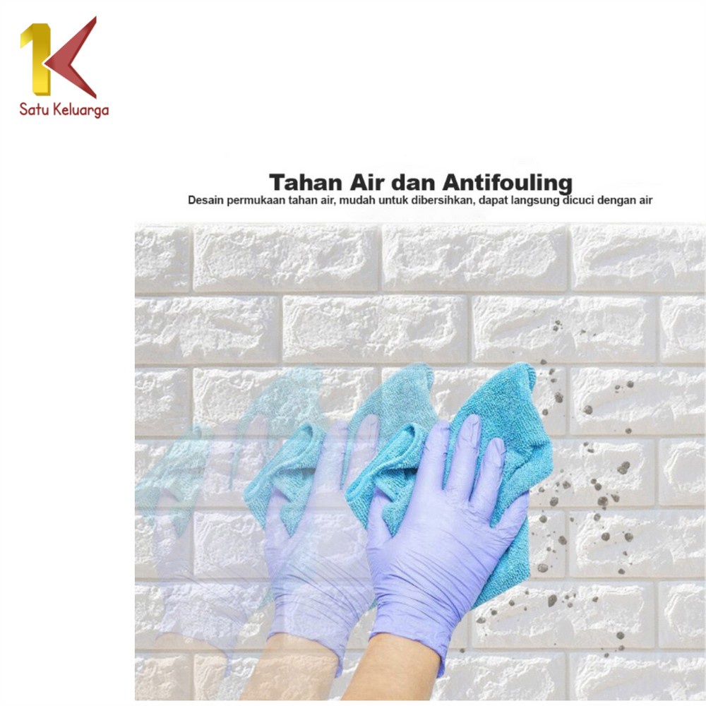 Satu Keluarga Walpaper Stiker Dinding Dekorasi Kamar C206 Wallpaper Dinding Foam 3D Kecil Motif Batu Bata-7